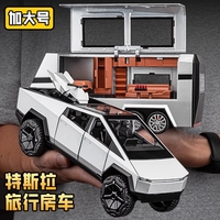 特斯拉皮卡拖掛房車仿真合金模型兒童玩具男孩擺件收藏禮物