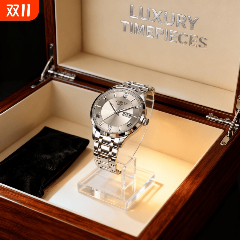 男款商务防水石英腕表镂空男士手表男正品名牌全自动非机械表钢带