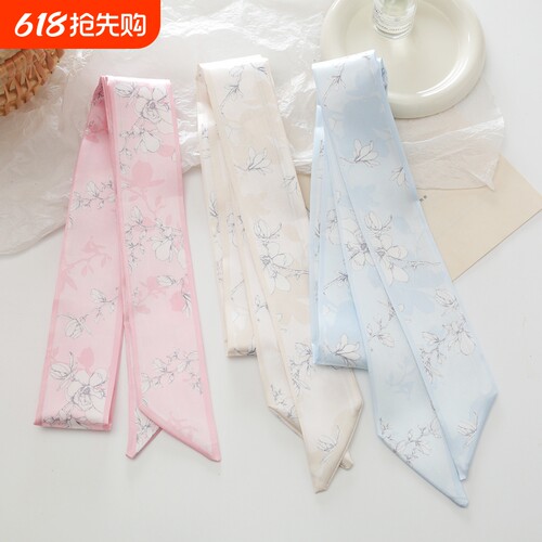 复古长条丝巾发带女汉服搭配简约古风发饰发绳飘带绑包蓝色粉色