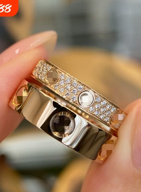 结婚钉子戒指男女18K玫瑰金高版本love满天星情侣对戒指环订婚