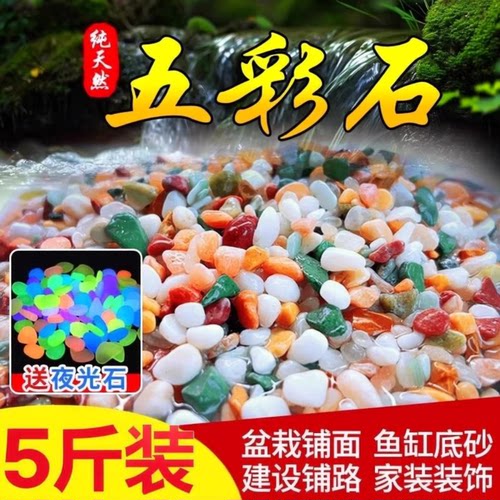 彩石雨花石鱼缸装饰造景底部砂石头火山石溪流石子天然石花盆多肉