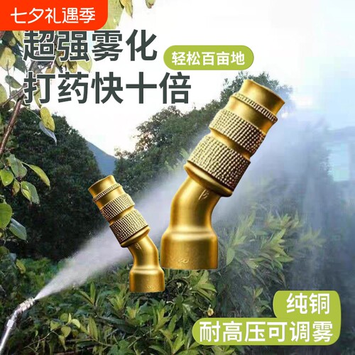 气喷药打药喷头可雾化农用铜喷头进口高压喷雾器电动直喷全铜纯铜
