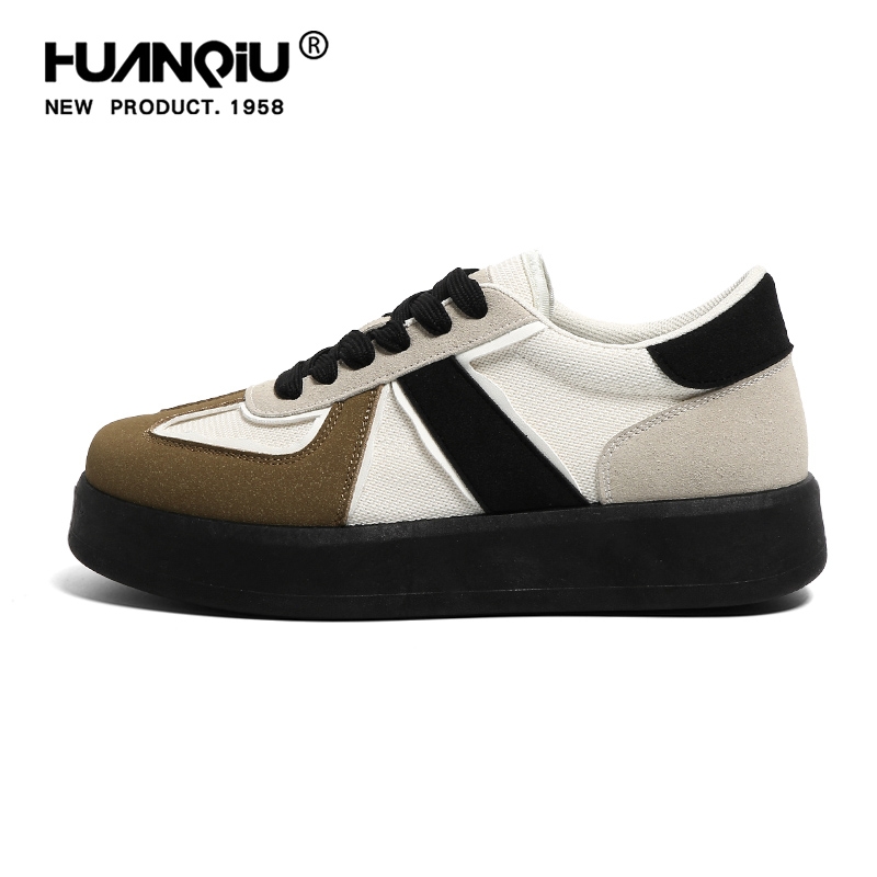 环球熊猫内增高德训鞋男2025年新款秋季复古厚底休闲百搭板鞋隐形