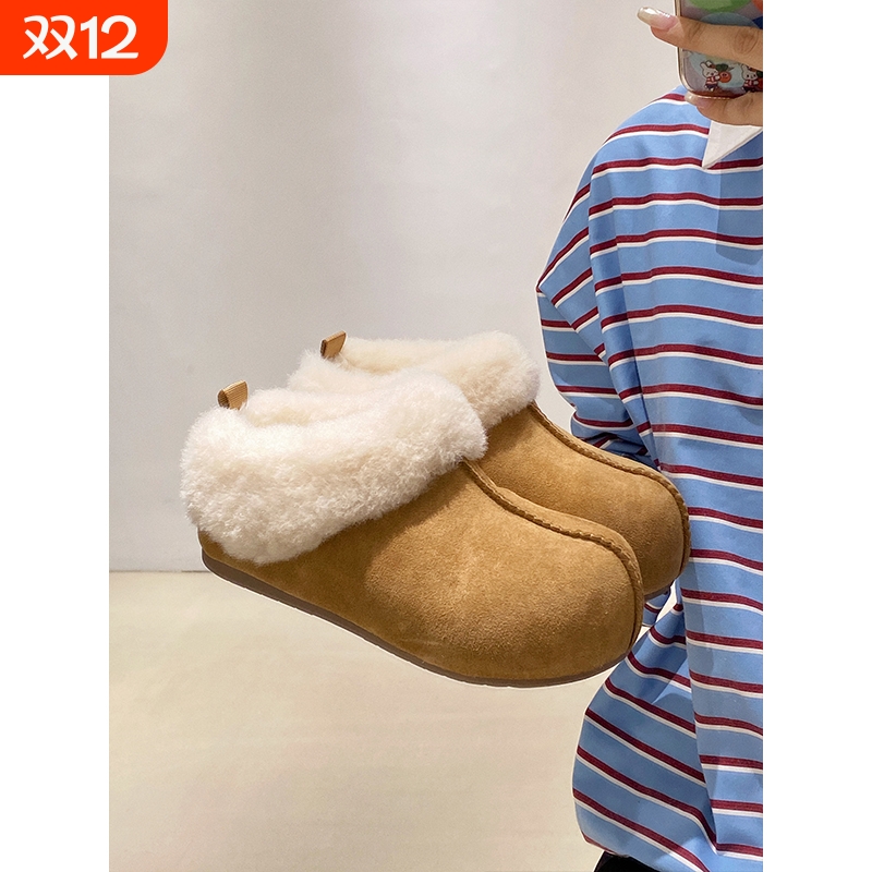 保暖厚底毛毛勃肯鞋女冬