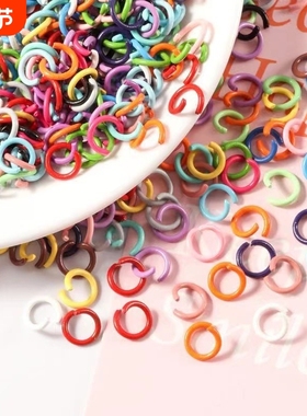 Diy自制钥匙扣挂件马卡龙色8mm金属烤漆小单圈连接环开口C圈配件