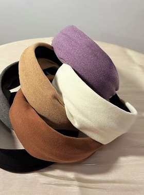 紫色绒面宽边发箍女拍照出片高颅顶洗脸压发头箍发卡百搭发饰