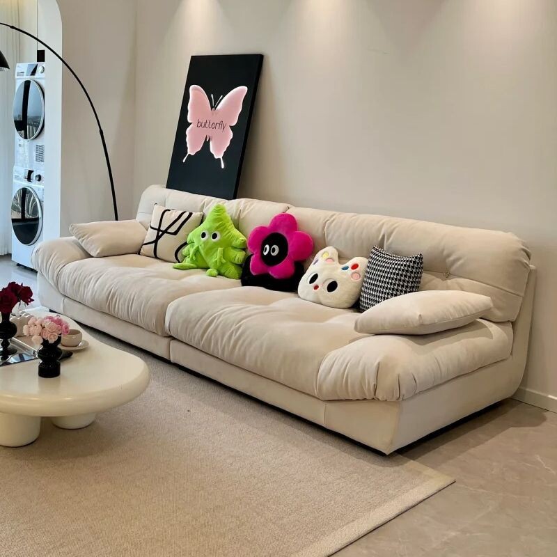 云朵布艺沙发客厅家用新款小户型双三人卧室出租房奶油风懒人沙发