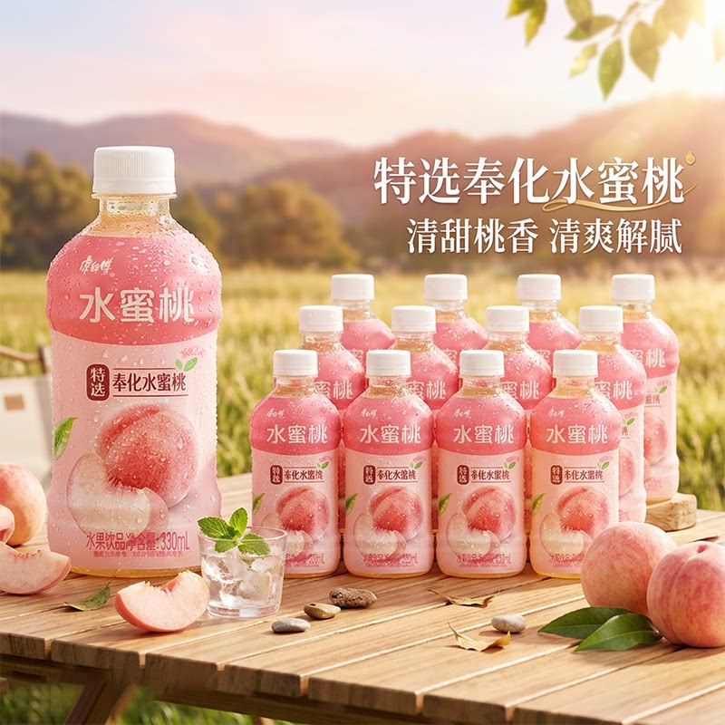 康师傅水蜜桃果茶饮料330ml/24瓶
