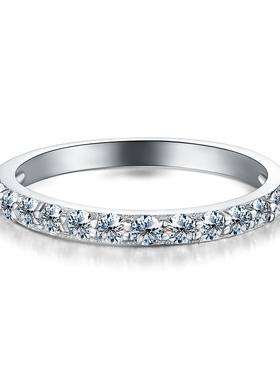 戒指银純銀简约戒指一字型莫桑石满钻高级感莫桑戒指配饰新品批发