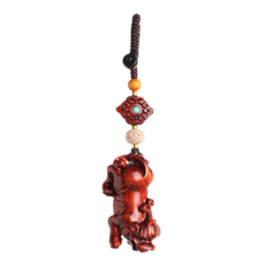 紫檀木雕刻貔貅汽车载钥匙扣挂件手工编制吊坠手把件文玩男女饰品