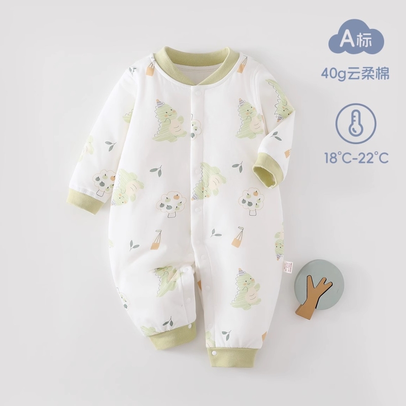 童泰宝贝A类纯棉婴幼儿连体衣40g薄棉无骨秋冬男女宝宝连身哈衣婴