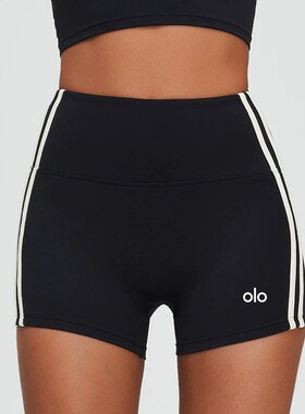 olo yoga瑜伽短裤黑白撞色女紧身跑步运动高腰提臀三分裤健身外穿