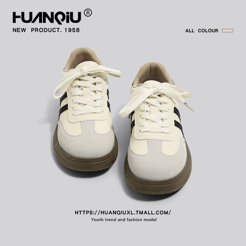 环球平底德训鞋女2025新款爆款春季厚底百搭鞋子休闲运动板鞋圆头