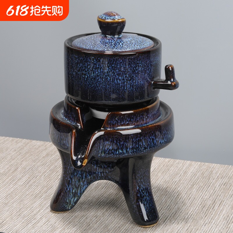 窑变建盏石磨懒人泡茶壶自动功夫茶具套装家用茶杯冲茶器陶瓷