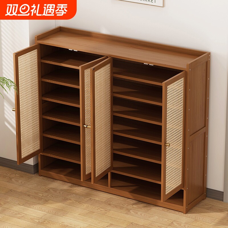 鞋架入户门口家用玄关柜一体实木带门防尘收纳柜出租屋用鞋柜走廊