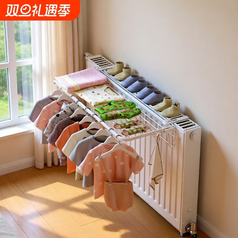 可伸缩暖气片晾衣架晾晒置物架神器新款凉衣袜子衣服晒衣的挂钩架