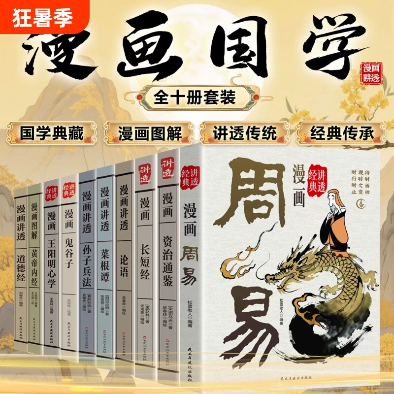 【官方正版】漫画资治通鉴国学全10册套装 国学典藏漫画讲透古人的智慧谋略漫画周易道德经黄帝内经菜根谭中国史学的经典巨著 - 实物图