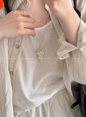 东大门欧尼同款!高级感葡萄串珠项链女2026新款小众独特长款颈链