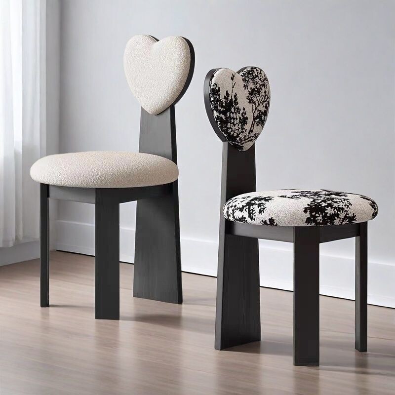 复古爱心椅实木餐椅法式家用化妆椅中古风酒店靠背椅休闲吃饭椅子