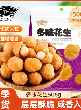 【超1斤装】浙梅多味花生506g炒货休闲食品办公室零食批发下酒菜