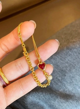 【心心相印】小钻球爱心锆石手链2025新款高级感轻奢精致设计手饰