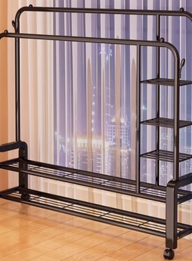 衣架落地卧室家用双杆移动晾衣架房间挂衣架子室内衣服收纳衣帽架