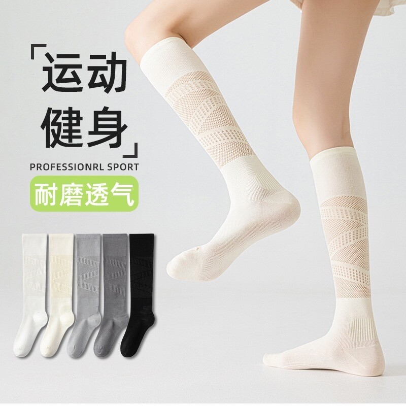 压力运动袜女夏薄款小腿袜长筒袜图片