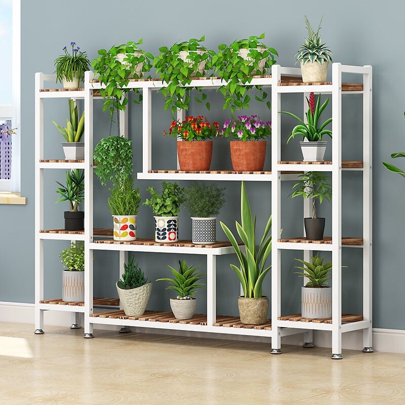 d花架子客厅多层阳台落地式铁艺创意置物架绿萝多肉室内实木花架