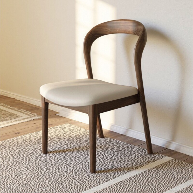 意式实木餐椅北欧法式复古餐桌椅家用咖啡店吧台椅子轻奢靠背椅子