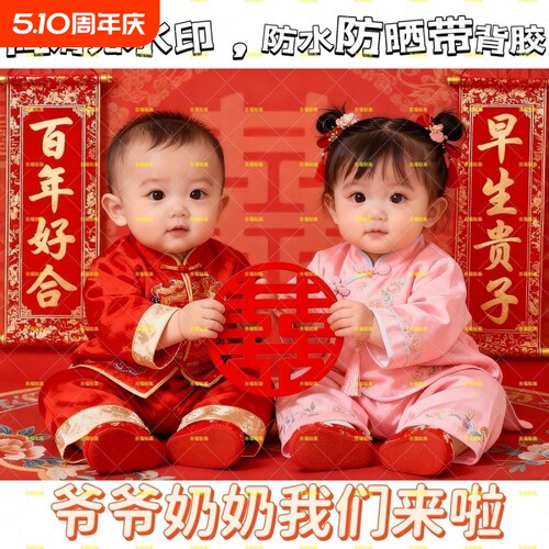 婚房备孕自带背胶龙凤宝贝装饰画