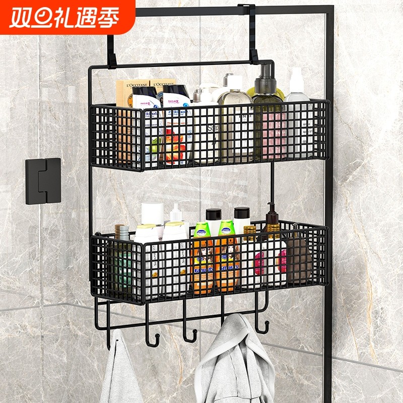 浴室置物架卫生间整理架壁挂免打孔毛巾架淋浴房挂架玻璃门收纳架