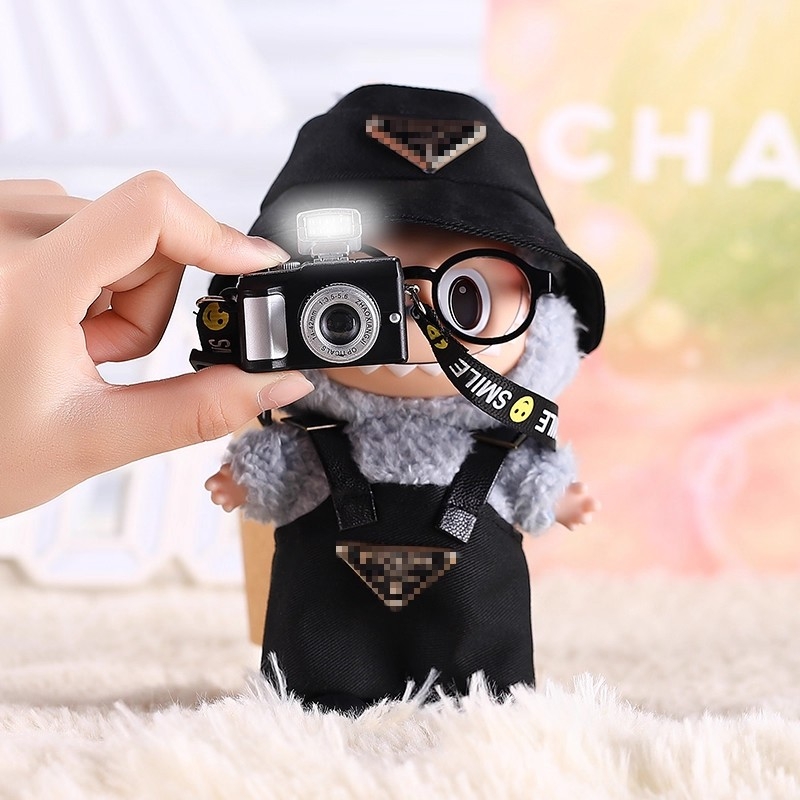 labubu拉布布一代站姿10cm潮牌娃衣背带套装搪胶公仔服装鞋帽配饰