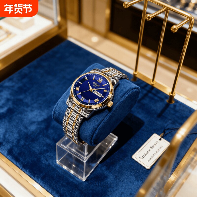 正品瑞士全自动非机械表手表男士学生韩版时尚潮双日历防水表夜光