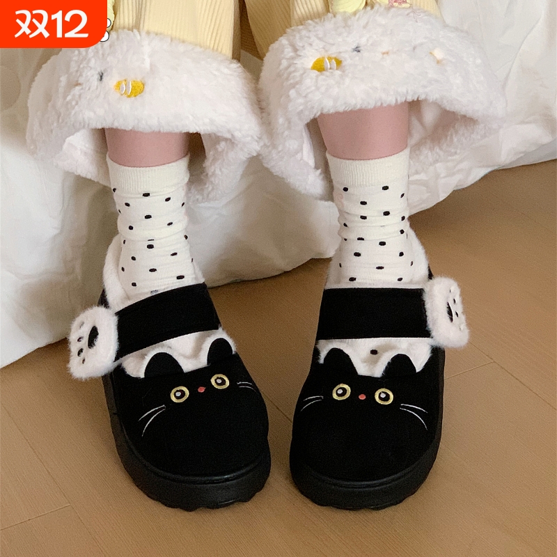 时尚女冬防滑玛丽珍棉鞋