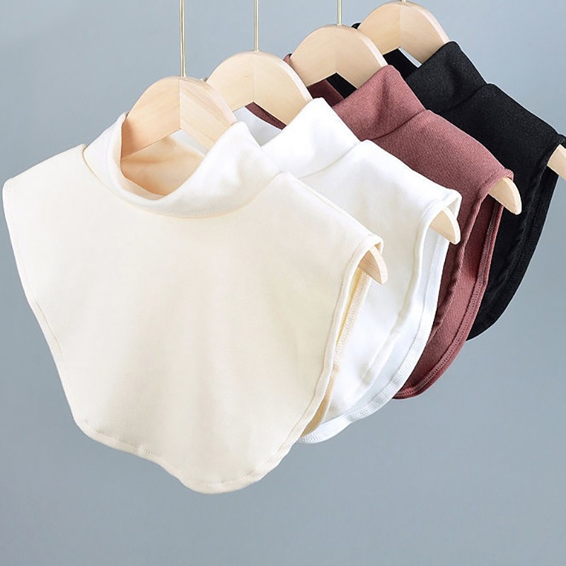 德绒半高领高弹加厚假领子女款打底装饰衣领纯色保暖护颈椎磨毛