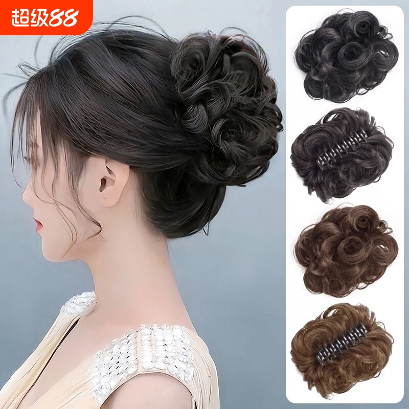 慵懒盘发抓夹花苞丸子头假发女自然蓬松发包后脑饱满增发假发发圈图片