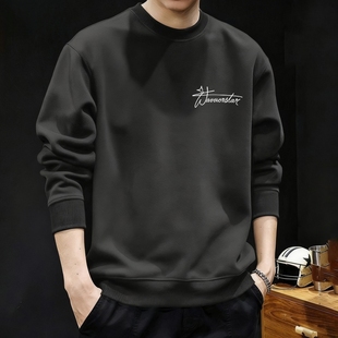 百搭保暖套头长袖 春秋ins潮流小众情侣款 t恤 复古圆领卫衣男款 美式