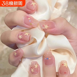 穿戴甲显白假指甲美甲贴片甲片成品学生长短款可拆卸假指甲盖24片