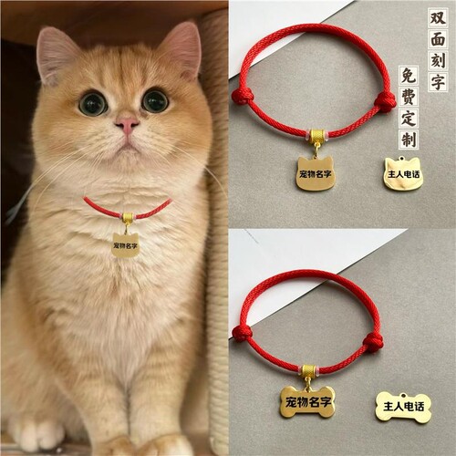 猫咪刻字项圈狗狗宠物身份牌防丢牌比熊挂饰防丢小型犬名字红绳