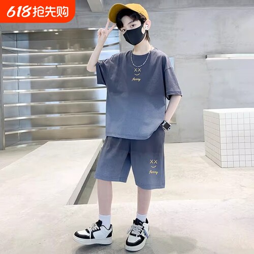 男童夏装套装2026新款中大童帅气时髦男孩短袖t恤儿童夏季运动潮T