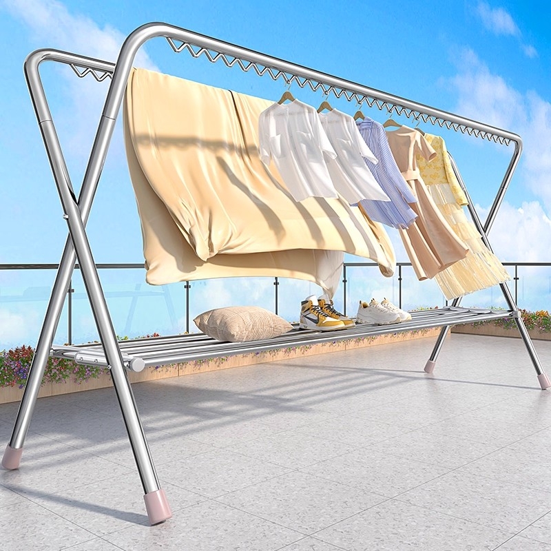 晒被子室外晾衣架专用架子可折叠折叠落地室内晾衣杆多功能阳台