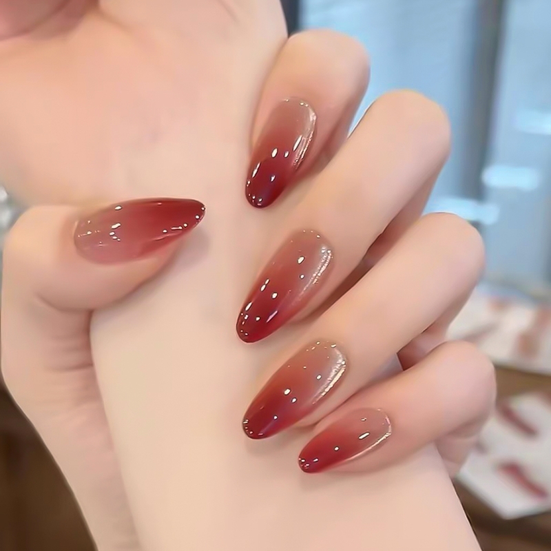 新款甲片法式晶石猫眼爆闪钻美甲穿戴甲美甲贴片裸色显白可拆新娘