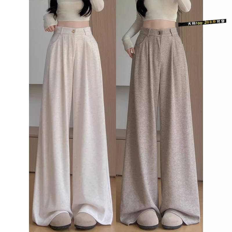 糯米西装裤女秋季2025新款高腰宽松慵懒休闲直筒垂坠感阔腿裤大码