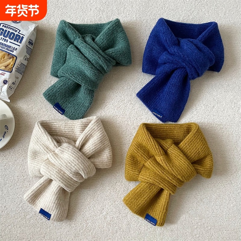 交叉短款小围巾女冬季保暖纯色毛线针织围脖学生韩版情侣款百搭男,服饰配件/皮带/帽子/围巾,围巾/丝巾/披肩,淘宝优惠券,粉丝福利购,淘宝优惠卷