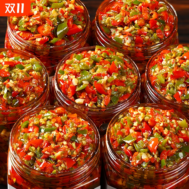 蒜蓉辣椒酱湖南特产四川下饭菜剁椒酱农家拌饭酱彩椒酱开胃双椒酱