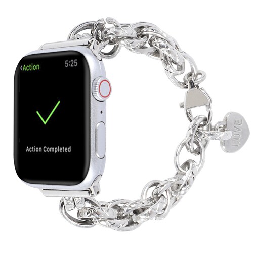 金属爱心坠链表带适用苹果iwatchS11/S10金属表带SE/UItra3/2/1链式精致时尚手表带女