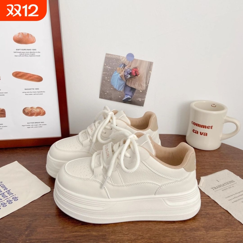品牌断码丑萌厚底小白鞋女大头2025春秋新款原创小众透气百搭松糕