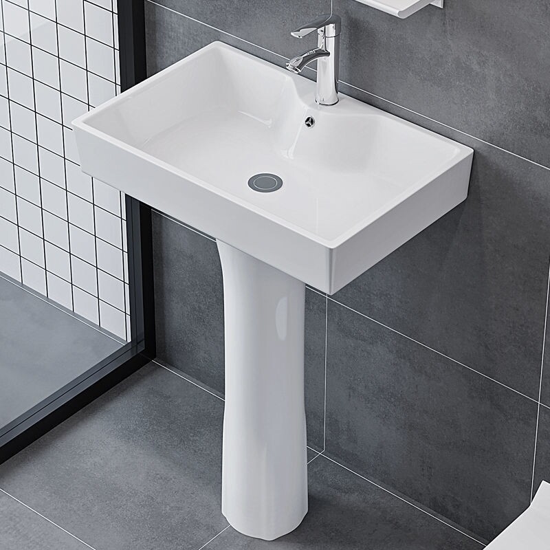 立柱式洗脸盆小户型卫生间三角立柱盆一体陶瓷迷你落地洗手盆阳台