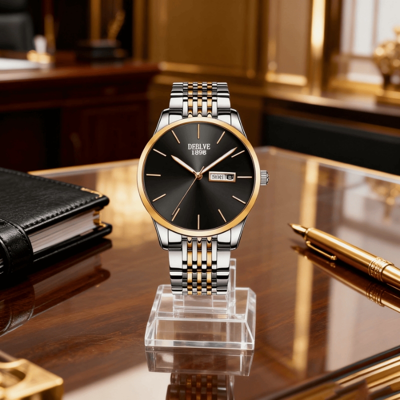 全自动男表手表男款机械风全自动防水数字双日历防水腕表男高级感