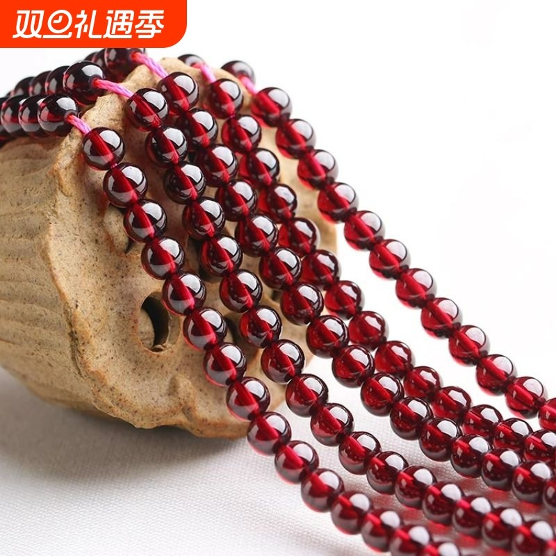 新潮流天然酒红石榴石散珠DIY手链项链时尚水晶半成品玉石饰品